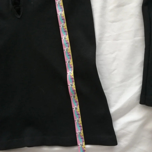 Free People Intimately Free Black Ribbed Lace  Up Neck Long Sleeve Top M/L - Picture 10 of 12